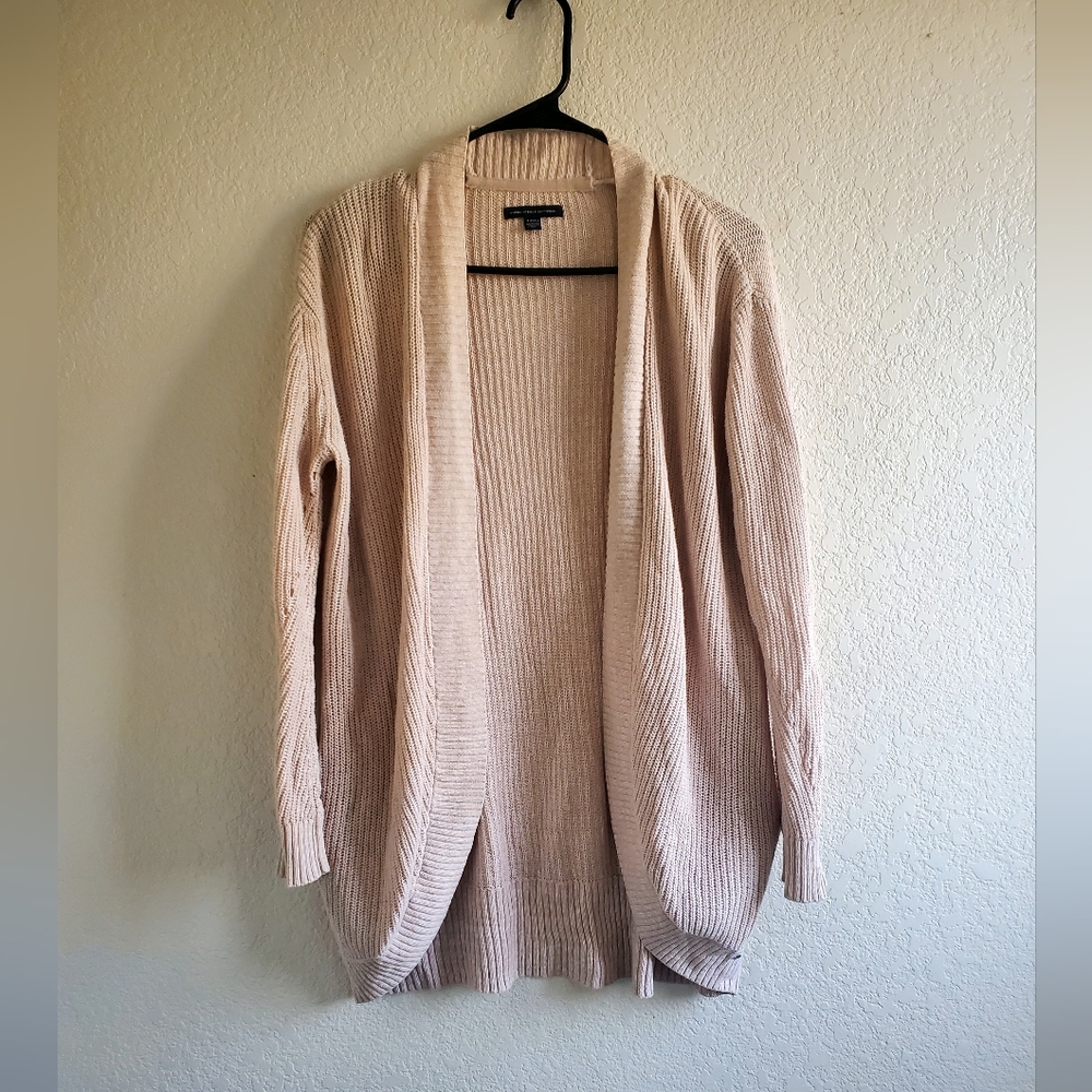 American Eagle Open Front Cardigan Knit Sweater Beige Layering Boho Comfy